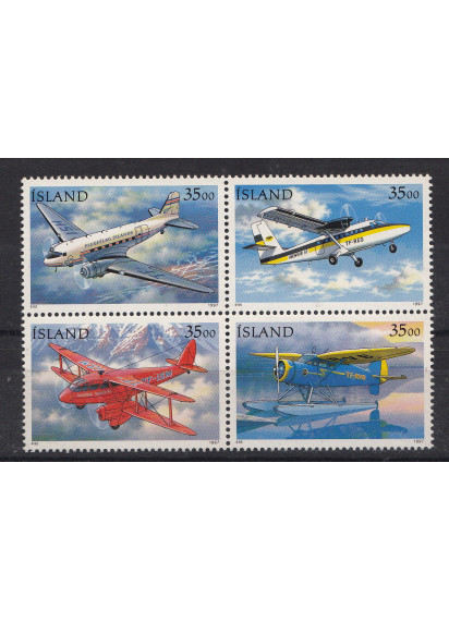 ISLANDA 1997 francobolli serie completa nuova Unificato 819/22 Aerei Postali